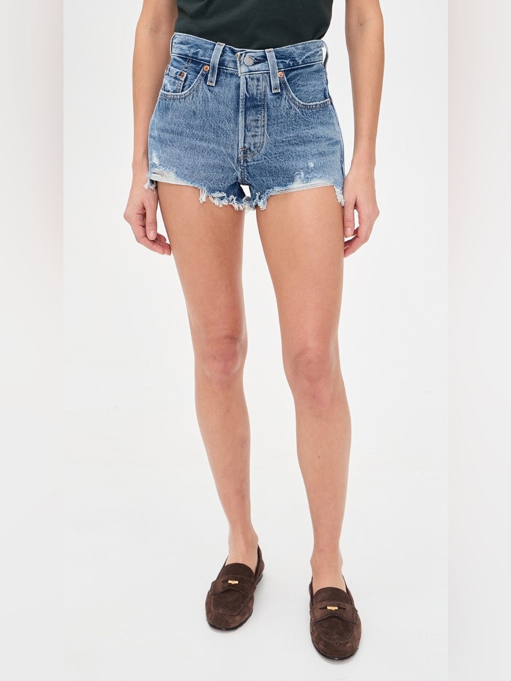 Levi's 501 sz 31-Blue Distressed High-Rise Denim Cutoff Shorts
